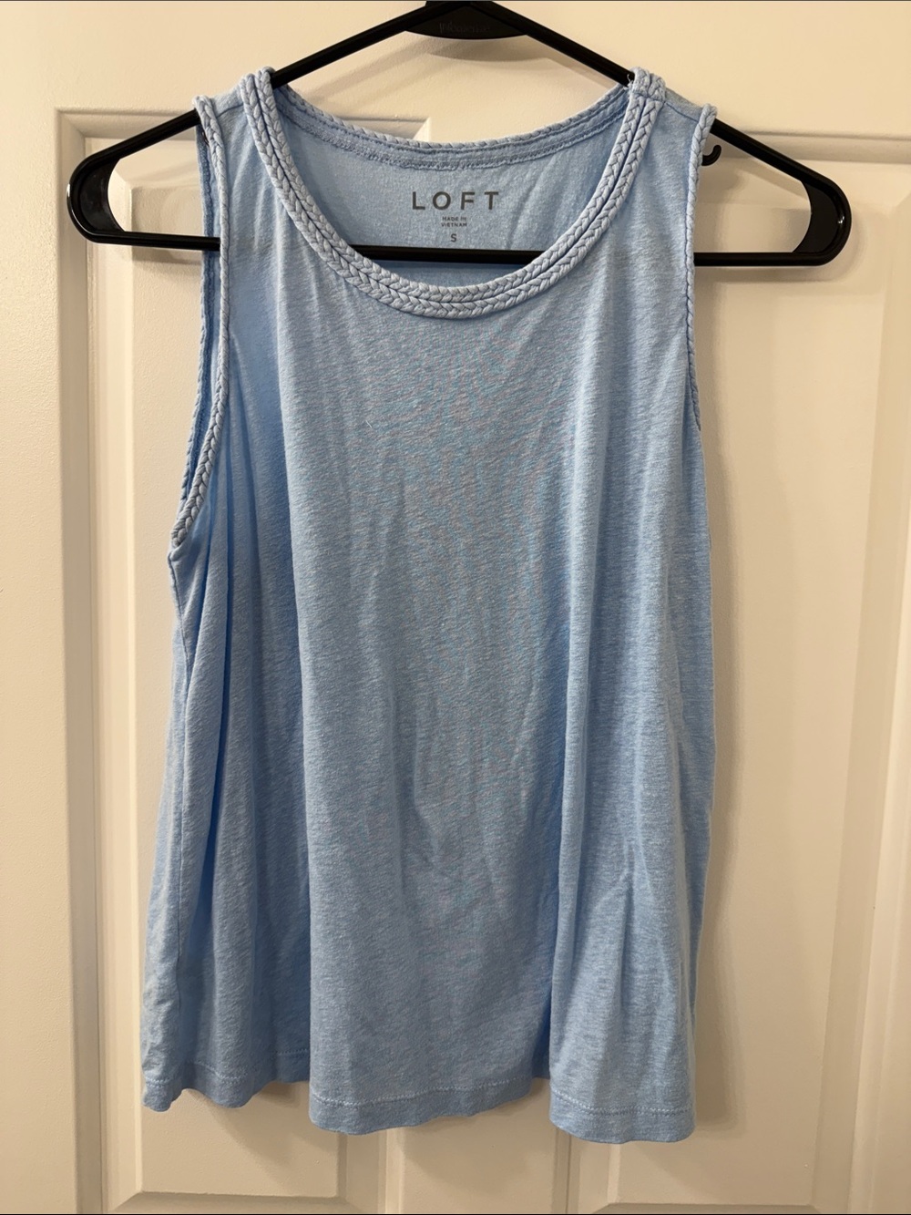 LOFT Pale Blue Braided-Neckline Tank